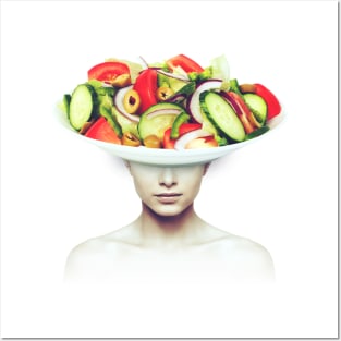 Salad head portrait Posters and Art